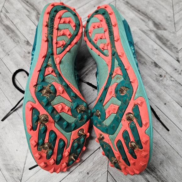 Saucony Womens 6.5 Racing Havok XC Running Track Shoes Teal Spikes S19029-1 - Picture 8 of 8